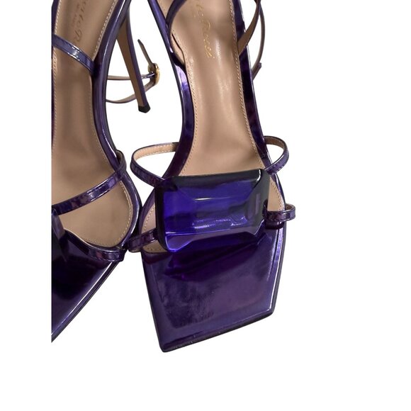 GIANVITO ROSSI Jaipur Indigo Purple Crystal Embellished Leather Sandals Heels Si - Picture 3 of 14